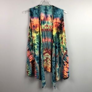 Tie Dye Festival Boho Vest Size Medium